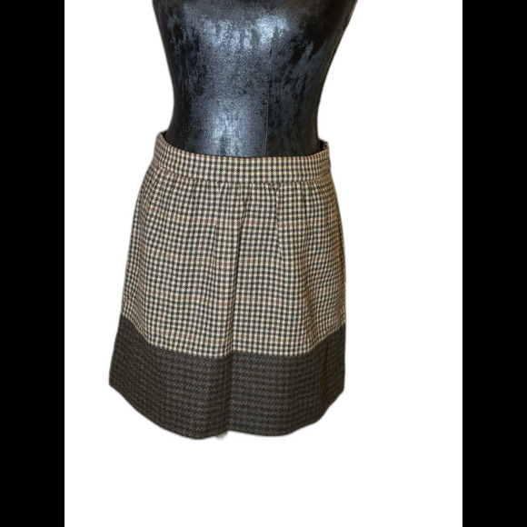 J.Crew Wool Tweed Mini Skirt Women’s Size 8 Brown Houndstooth Vintage Classic - Picture 3 of 8